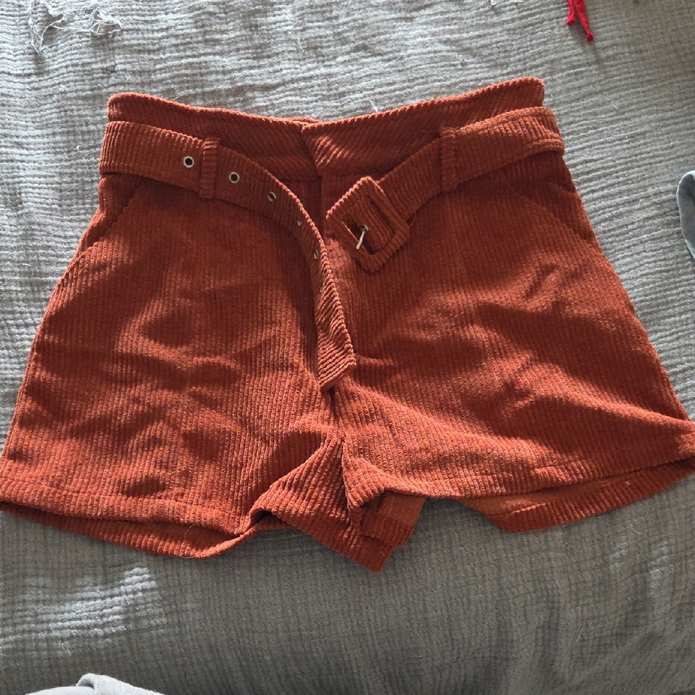 Altar'd State High Waist Corduroy Shorts - Rust